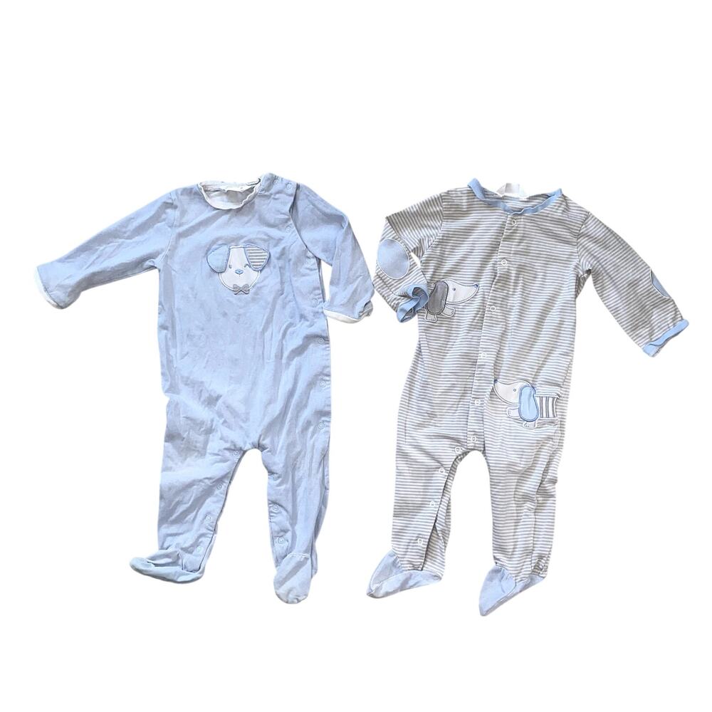 Mayoral Newborn twins Light Blue Embroidered Baby Sleeper Set of 2 (6-9M)